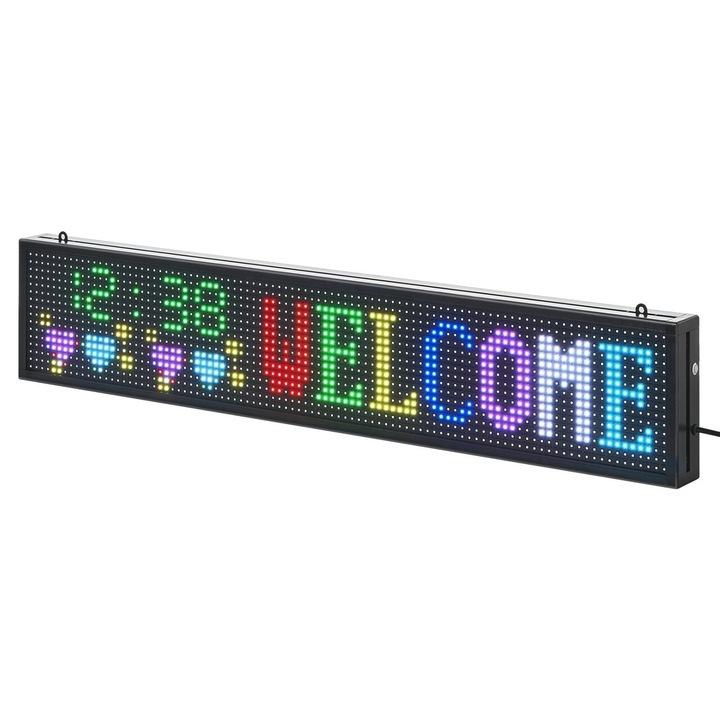 Reclama luminoasa led, Programabila, 16x96 px, Bluetooth, USB, P10 Full Color, IP65, Aluminiu/ABS, 990x190x55 mm