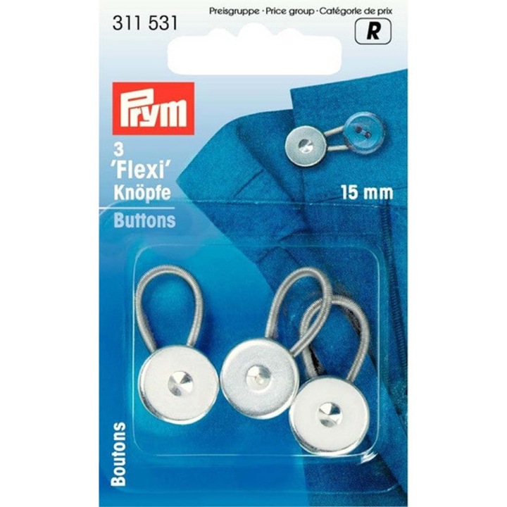 Prym 3 darabos ruhatágító készlet, fém, Ø15 mm, ezüst - nadrághoz és gallérhoz