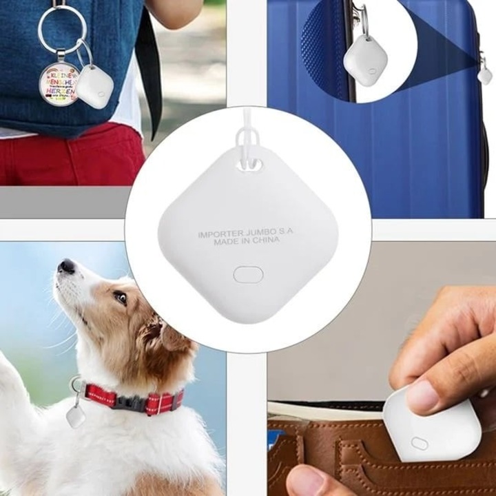 Dispozitiv Localizator GPS, cu Curea, plastic, 3x3 cm, alb