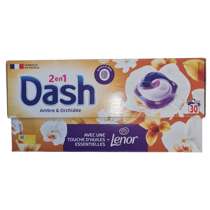 Detergent Capsule DASH 2in1 Ambre Orchidee, Touch of Lenor, 30 bucati