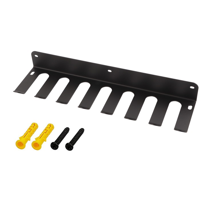 Suport organizator accesorii fitness otel negru 41x11x5cm