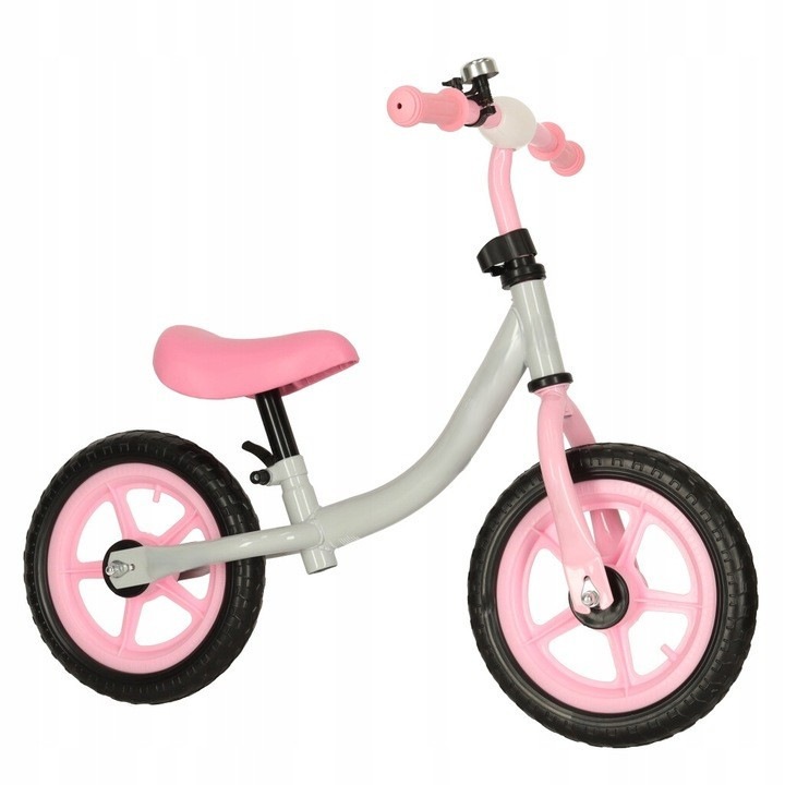 Bicicleta de echilibru fara pedale, Zola, foarte usoara, greutate suportata 35 kg, sa si ghidon reglabile, 80 x 40 x 48-57 cm cm, roz/gri