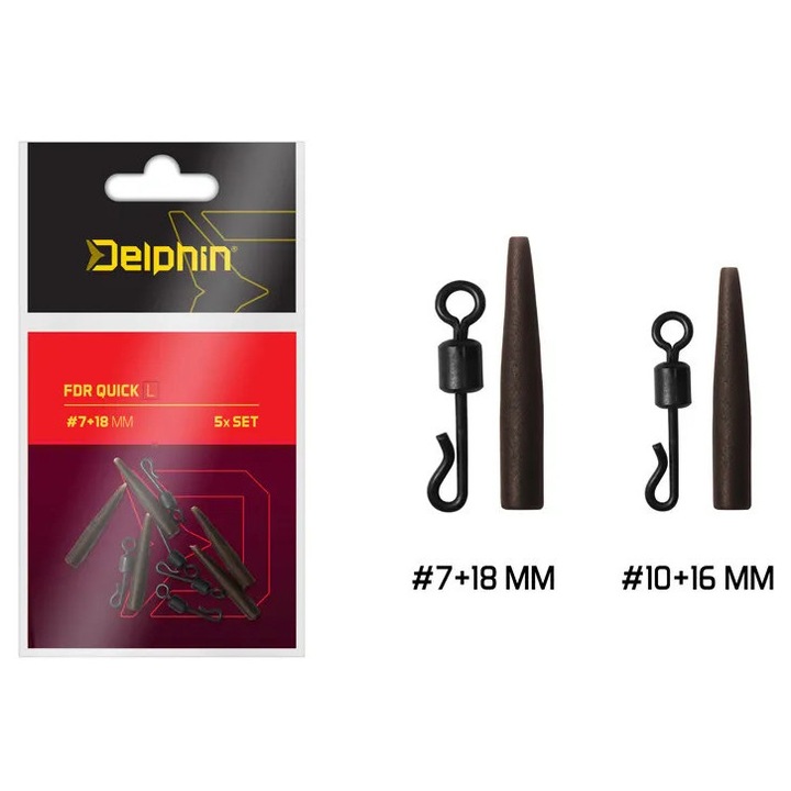 Set Vartej Rapid Delphin FDR Quick - Clipsuri Anti-Incalcire pentru Feeder, 5 Seturi, Diametru 10+16mm, Otel