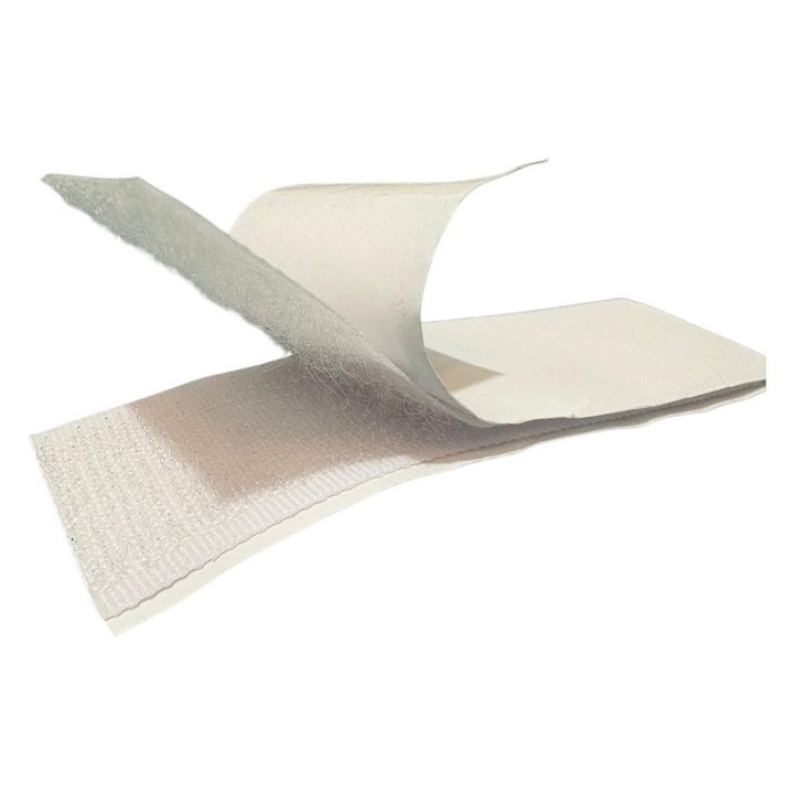 Banda velcro, auto-adeziva, dublu-adeziva, set 10 bucati, 25mmx10cm Alb
