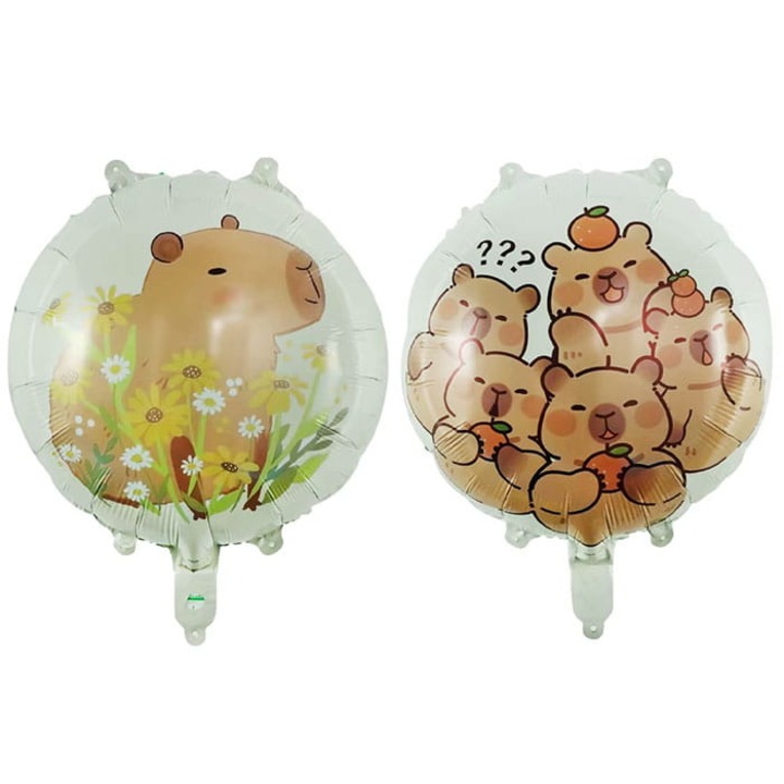 Balon foliowy 18", Kapibara, design dublu, pastel, 45cm