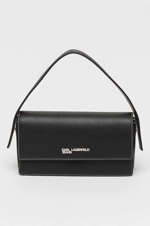 KARL LAGERFELD JEANS, Geanta din piele ecologica cu bareta de umar, Negru