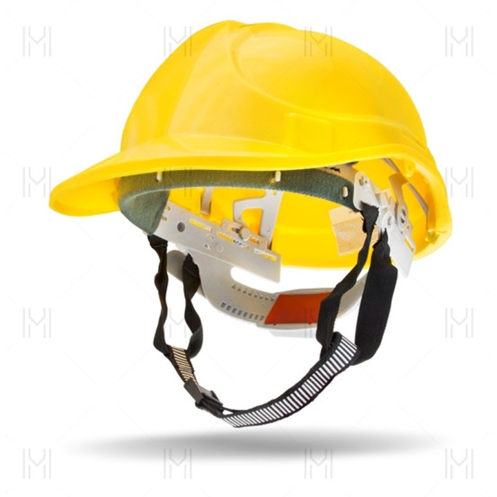 Каска с четириточков протектор за брадичката MVM, жълта