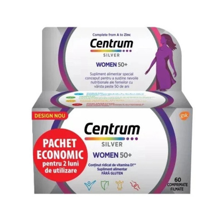 Centrum Silver 50+ pentru femei, 60 comprimate, Gsk