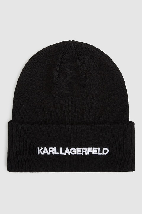 Karl Lagerfeld, Caciula cu broderie logo, Negru, Alb optic