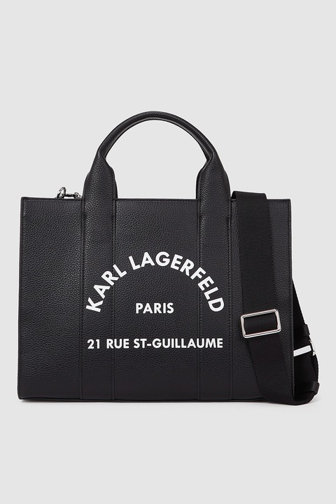 Karl Lagerfeld, Műbőr válltáska logóval, Fehér, Fekete