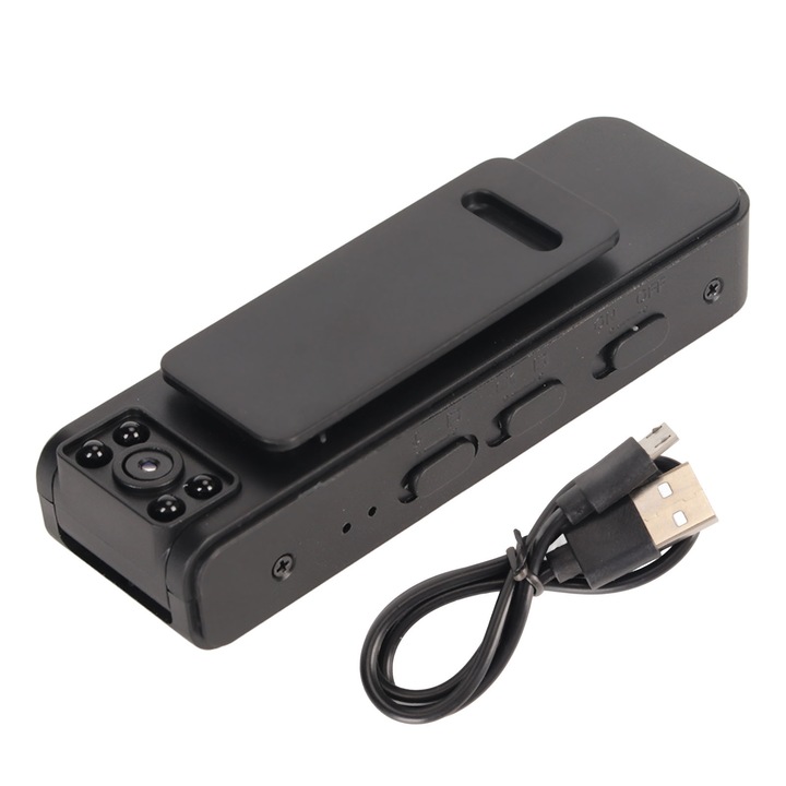 Mini cameră video portabilă, 1080P, vedere nocturnă, capacitate stocare 128GB, acumulator 600mAh