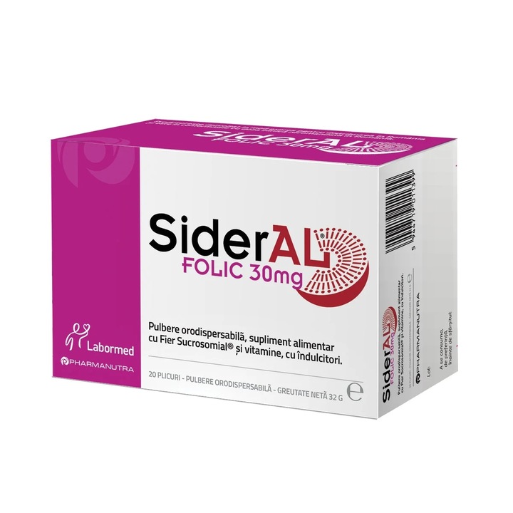 Sideral Folic, 30 mg, 20 plicuri, Labormed
