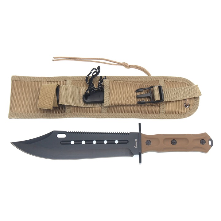 Set Cutit Tactic, amnar si Teaca cu sistem Molle, Lama Full Tang 23cm, grosime 3.8mm, Albainox 32803