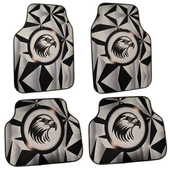 Универсални стелки за кола DECOMAT 3D – комплект от 4 броя с дизайн на орел, перат се, неплъзгащи се