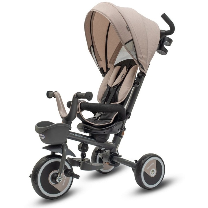 Baby Mix Relax 365 tricikli, bézs, 360 fokban forgó üléssel, fejlett biztonsági rendszerrel