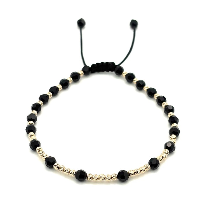 Bratara cu 37 bile din AUR 14K si Cristale Preciosa, reglabila, barbat