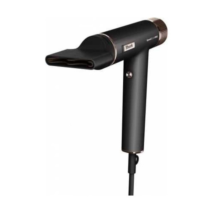 Сешоар Shark SpeedStyle Pro HD752EU, 1750W, 3 скорости, 4 темп. настройки, Автоматично настройване на темп и въздушен поток, Йонизация, Cool Shot, 5 приставки, Черен