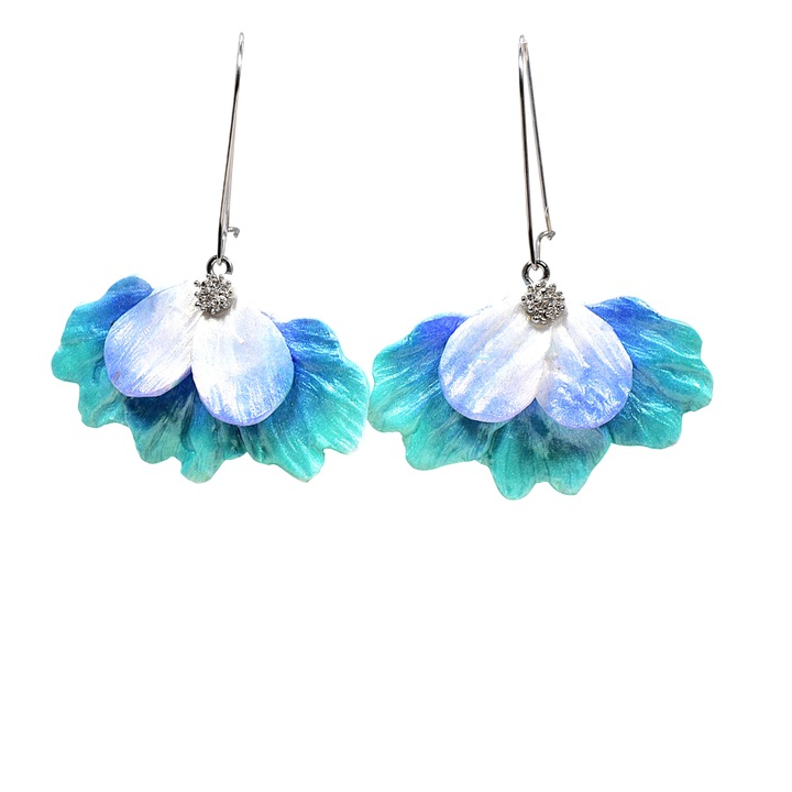 Обеци NARRU, изработени от полимерна глина и епоксидна смола, уникални, многоцветни, 3x5 см