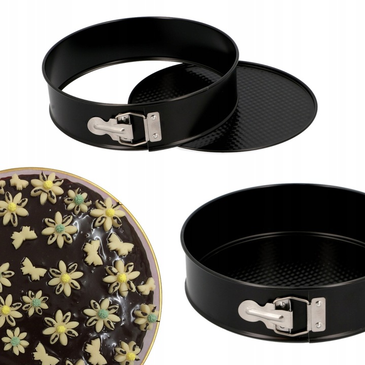 Kerek forma, Snb, Levehető alj, Fekete fémlemezből készült, Tapadásmentes bevonat, Magasság: 7 cm, Ø 24 cm, Fekete