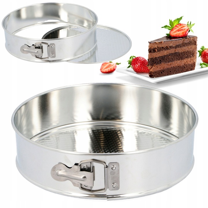 Forma rotunda, Snb, Fund De Baza Detasabil Pentru Usurinta Scoaterii Prajiturii, Fund Cu Textura Pentru A Preveni Lipirea, Parti Detasabile Pentru Servire Usoara, Fabricata Din Tabla Zincata, 30 x 6, 5 cm, Argintie