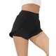 Pantaloni scurti dubli, sport dama, 2 in 1, cu buzunar interior si talie inalta, Negru - S