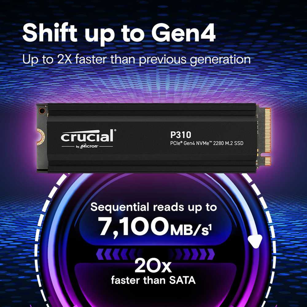 SSD Crucial P310 2TB M.2 PCIe Gen4 NVMe 6000MB/s 7100MB/s - eMAG.ro