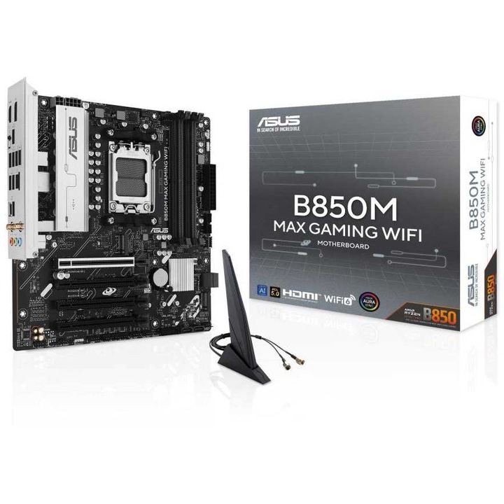 Placa de bază ASUS B850 Micro-ATX, DDR5, 8000 MHz, WiFi, Bluetooth