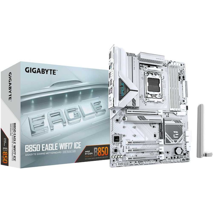 Placa de baza Gigabyte B850 ATX, DDR5, 4 sloturi memorie, 3xM.2, 1xHDMI, 1xDisplayPort