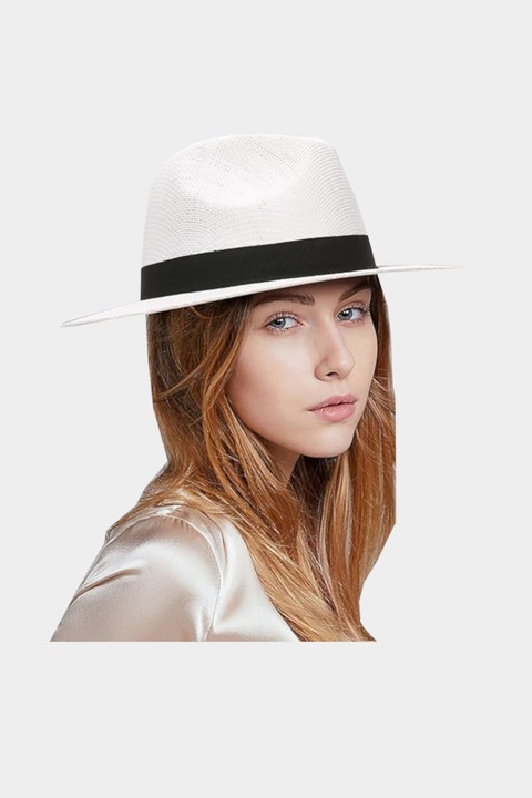 Palarie Dama, din Paie de Hartie, JG8036, Alba, 58Cm