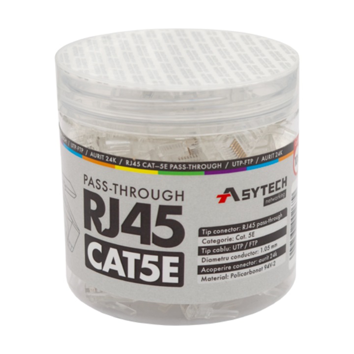 RJ-45 UTP Cat.5e EZ áteresztő dugó (100 db) RJ45-CAT5-EZ-JAR