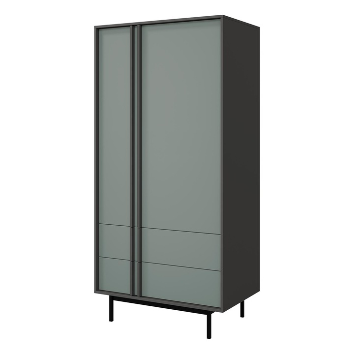 Dulap Wektus 2D2S WK01, MIRJAN 24, antracit / aloe, 195x60x93 cm