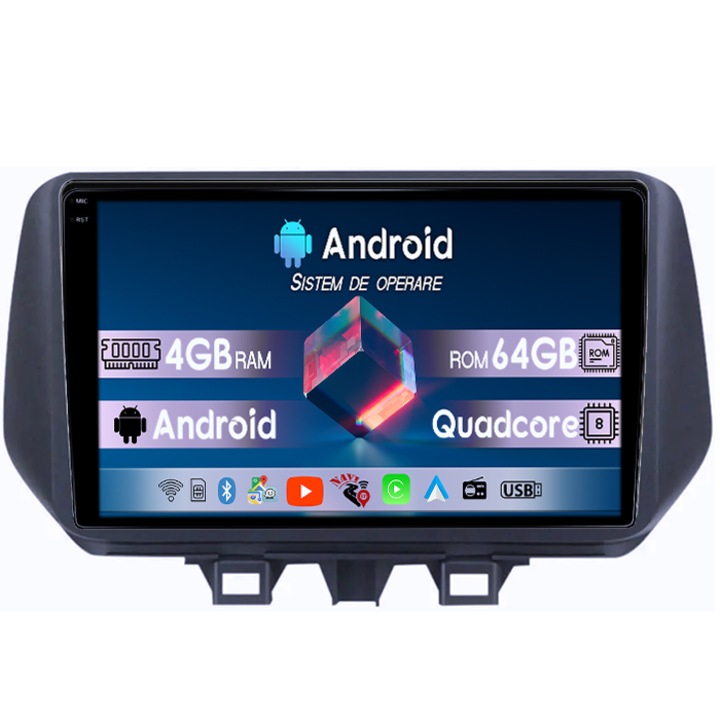Navigatie dedicata Hyundai Tucson IX35 2019+, 4GB RAM 64GB ROM, Octacore, Android 14, Display QLED 1K, 9", DSP, Carplay&Android Auto, Suport camere AHD