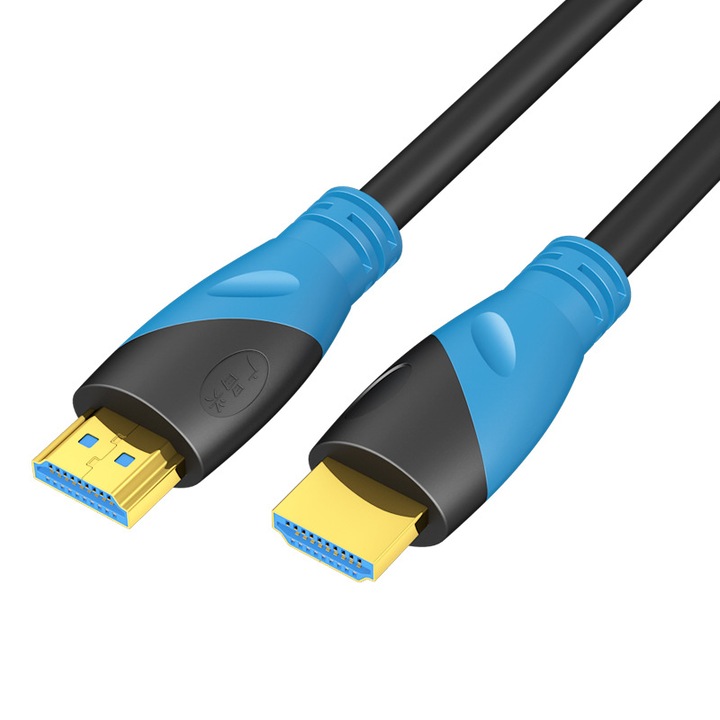 Cablu HDMI 4K, 5m, 2 porturi HDMI tata, dublu ecranare, albastru + negru