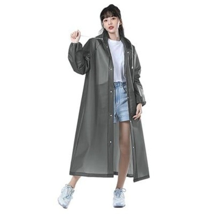 Esőkabát, Flippy, felnőtteknek 150-180 cm, EVA, vízálló, szélálló, patentzár, 140 g, szürke