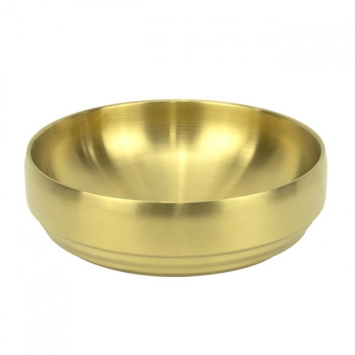 Bol cu pereti dubli Culinaro Gold 22xh7, 8cm, inox, auriu