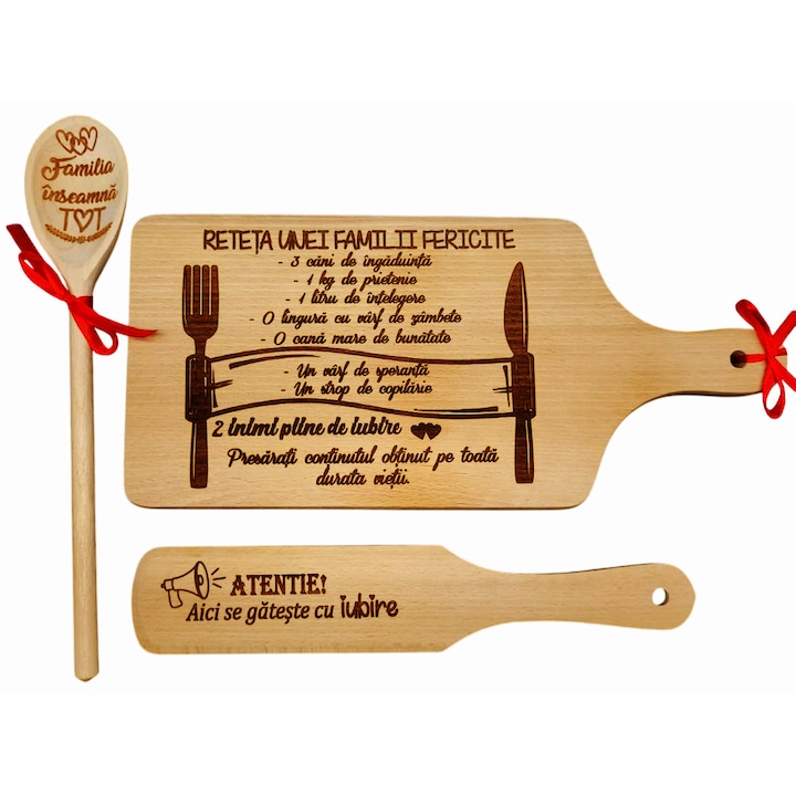 Set de bucatarie personalizat "Reteta unei familii fericite", 3 piese