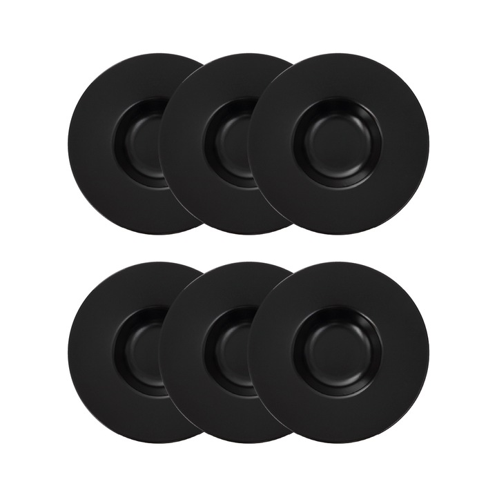 Комплект от 6 чинии Homla, 28 см, черни, за сервиране на паста