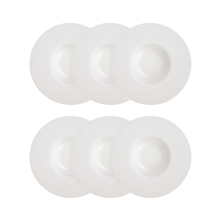 Set 6 Farfurii FAMELIO pentru paste, alb, 28cm, elegante, durabile