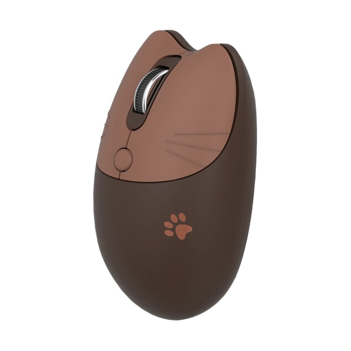 Mouse, conectivitate Bluetooth + 2.4G, reglare DPI cu 3 viteze, auto-sleep, senzatie confortabila, compact si portabil, maro
