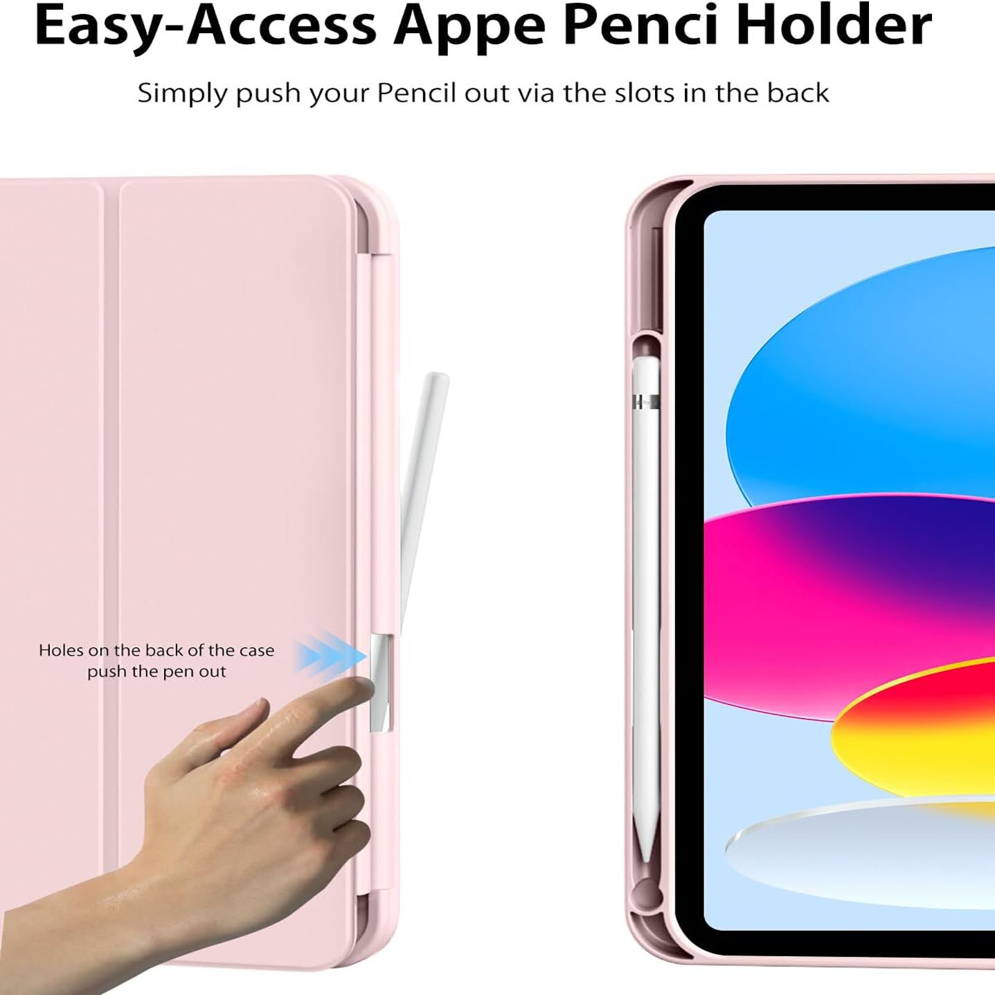 Husa de protectie pentru iPad (A16) 11 generatie de 11 inch 2025, husa pentru iPad 10 generatie de 10, 9 inch 2022, cu suport pentru stilou, husa inteligenta cu suport pliabil in trei, husa spate ultra-subtire din TPU moale, roz