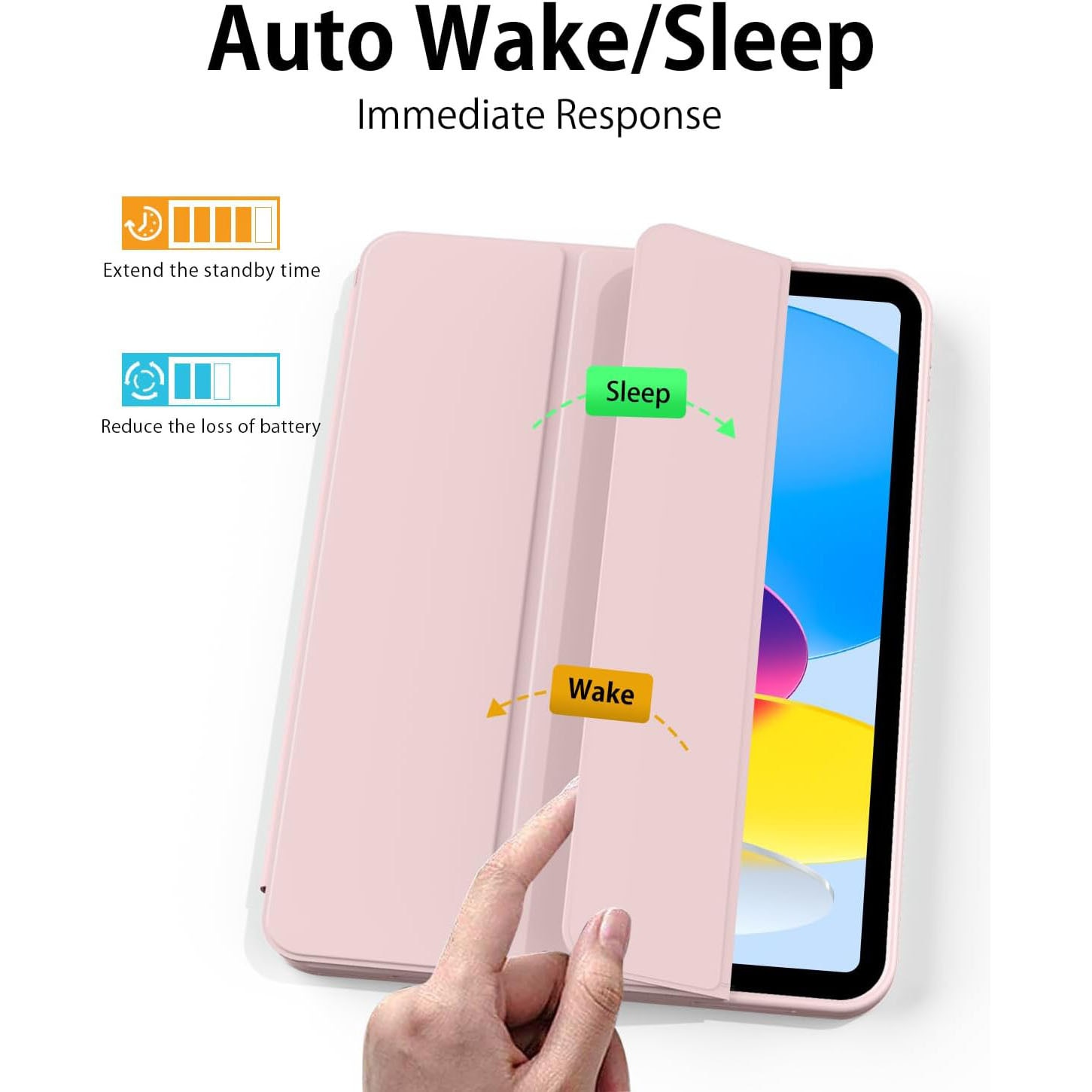 Husa de protectie pentru iPad (A16) 11 generatie de 11 inch 2025, husa pentru iPad 10 generatie de 10, 9 inch 2022, cu suport pentru stilou, husa inteligenta cu suport pliabil in trei, husa spate ultra-subtire din TPU moale, roz