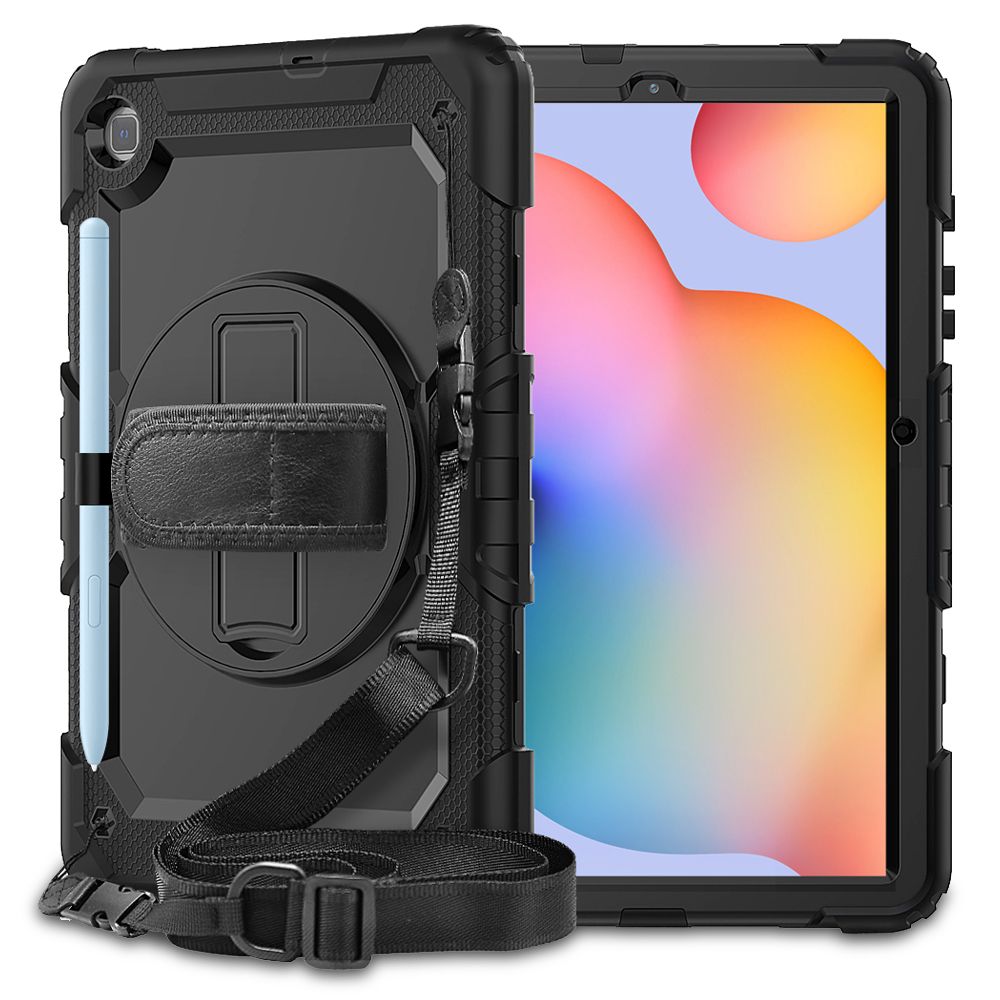 Pachet 360: Husa cu folie integrata Samsung Galaxy Tab S6 Lite 10.4 inch Shockproof Armor, negru