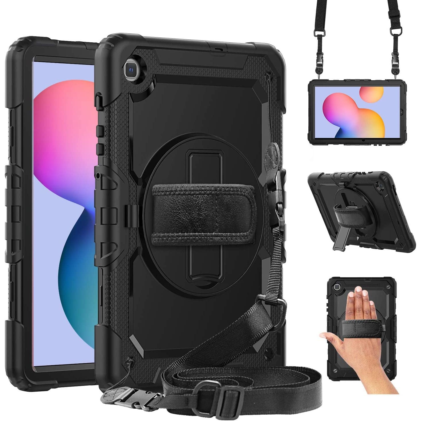 Pachet 360: Husa cu folie integrata Samsung Galaxy Tab S6 Lite 10.4 inch Shockproof Armor, negru