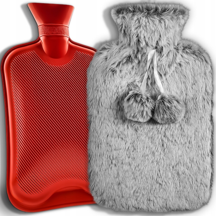 Termofor Din Cauciuc Cu Husa, Avocado Home, Capacitate: 2 L, Material: Cauciuc, Material Husa: 100% Poliester, Temperatura Maxima: 70°C, 20 x 33 cm, Multicolor