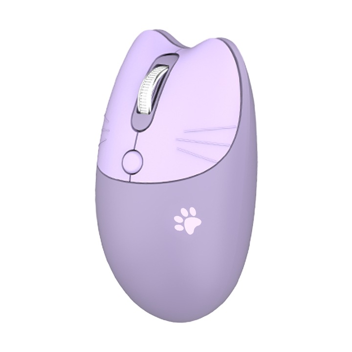 Mouse, conectivitate Bluetooth + 2.4G, reglare DPI cu 3 viteze, auto-sleep, senzatie confortabila, compact si portabil, Violet