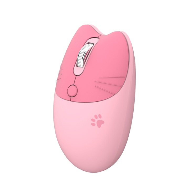 Mouse, conectivitate Bluetooth + 2.4G, reglare DPI cu 3 viteze, auto-sleep, senzatie confortabila, compact si portabil, roz