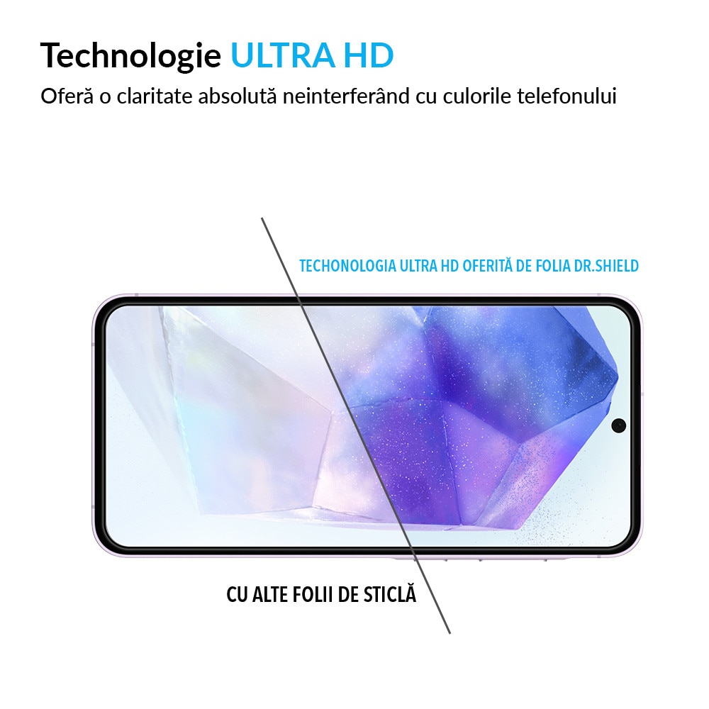 Folie Sticla, Compatibil Samsung Galaxy A55 5G, Full Glue, Protectie Profesionala 2.5D