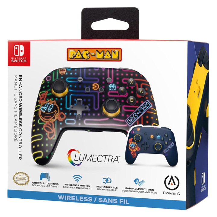 Powera Enhanced Vezeték Nélküli Kontroller Lumectra Pac-man Neon Arcade Nintendo Switch