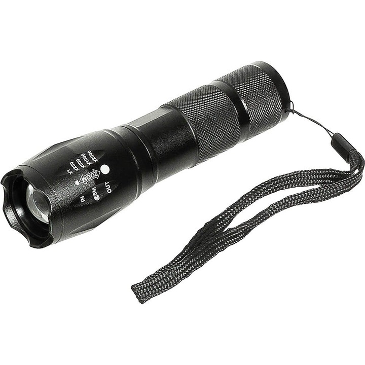Тактическо фенерче, военно-маратонско, LED, 800lm, черно, MFH