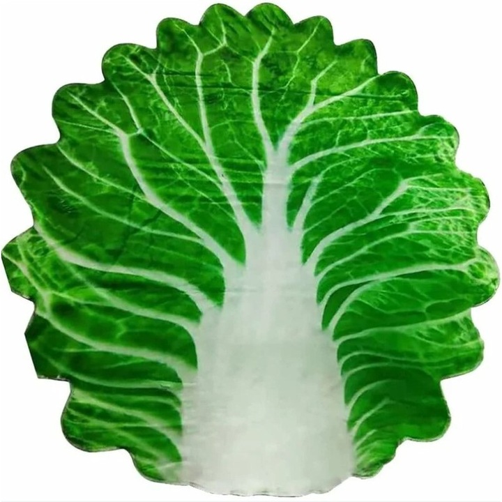 Set patura flanel si caciula Cyrax, forma frunza de salata, pentru nou-nascuti, material poliester, 85 cm, verde